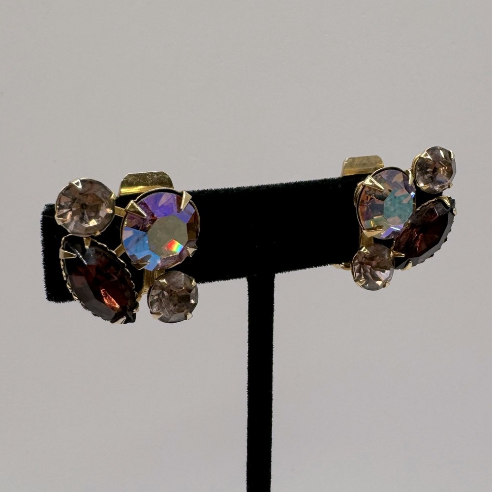 BEAU JEWEL Vintage Crystal Clip-On Earrings